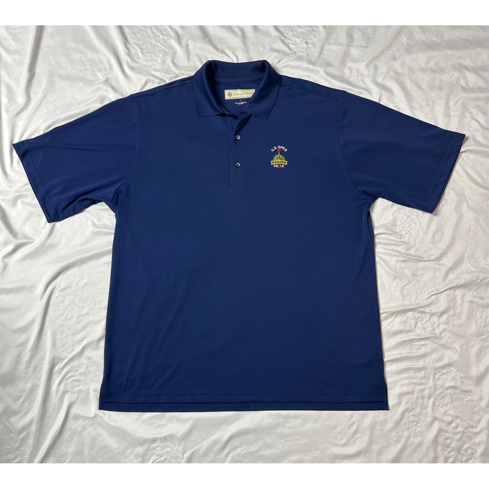 Donald Ross Mens 2013 US Open Merion Golf Polo Shirt Navy Blue Large